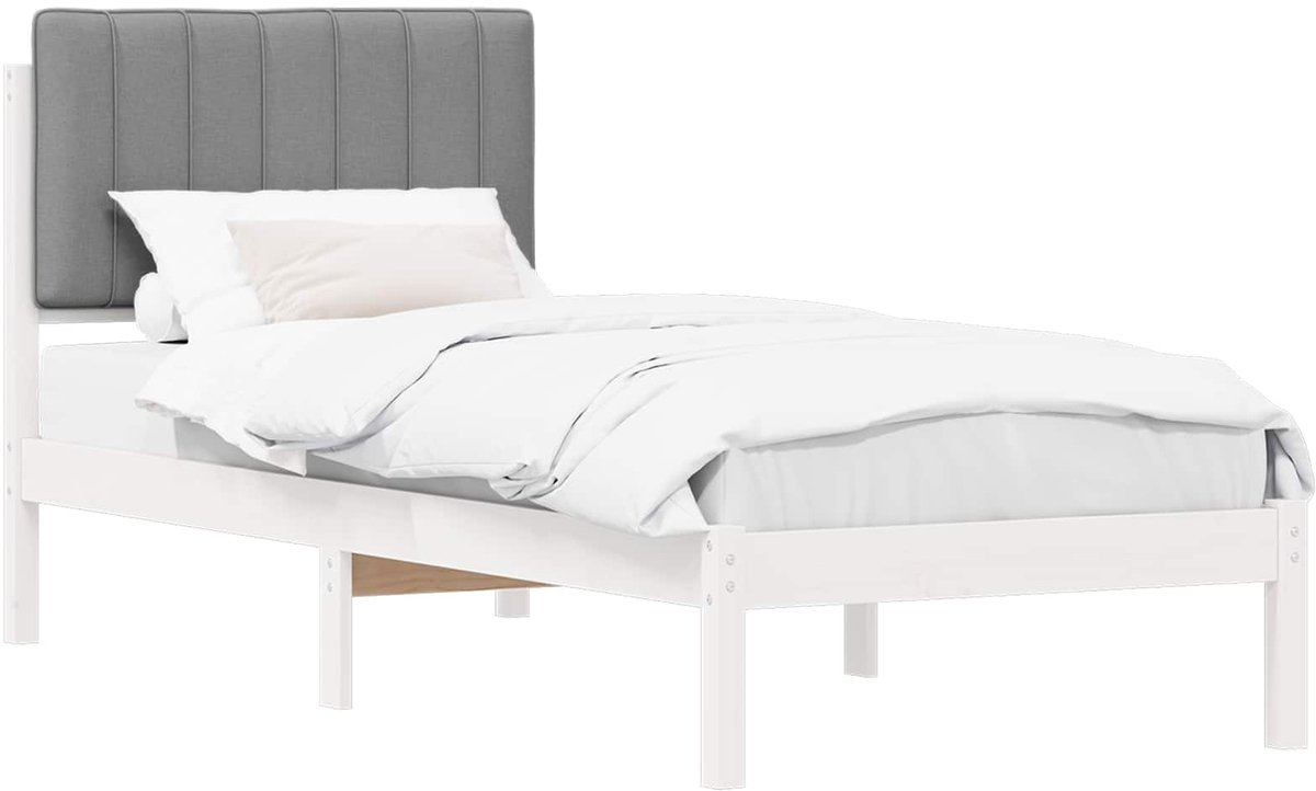 vidaXL - Bedframe - met - Gevoerde - Hoofdbord - Lichtgrijs - 80 - x - 200 - cm
