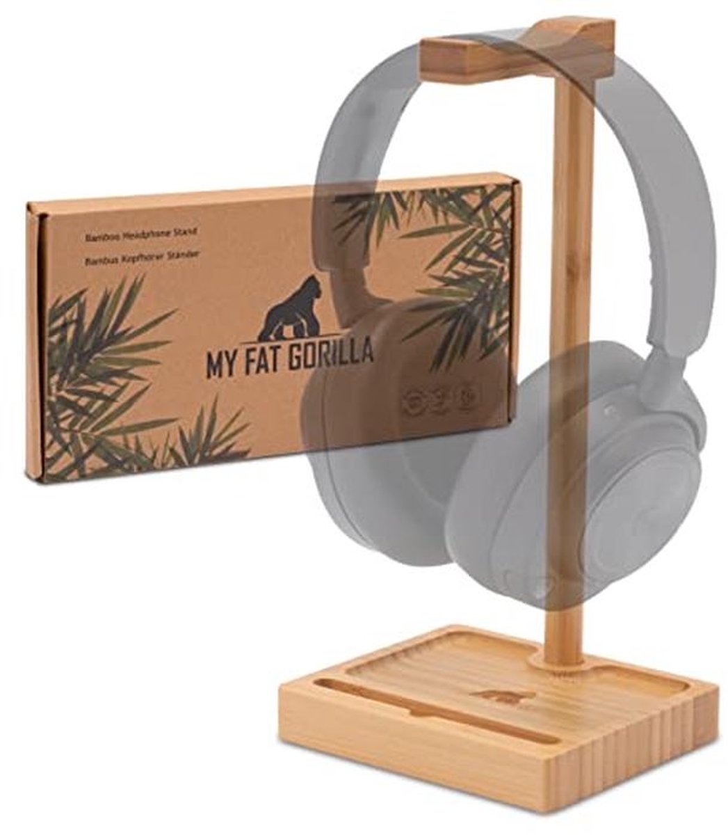 Bamboe Hoofdtelefoonstandaard met Dienblad - Duurzaam en Modern