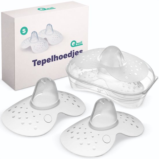 Qwali Organic Tepelhoedje voor borstvoeding - Maat S - BPA vrij - Tepel beschermer - Transparant - Incl. opbergbakje - 2 stuks