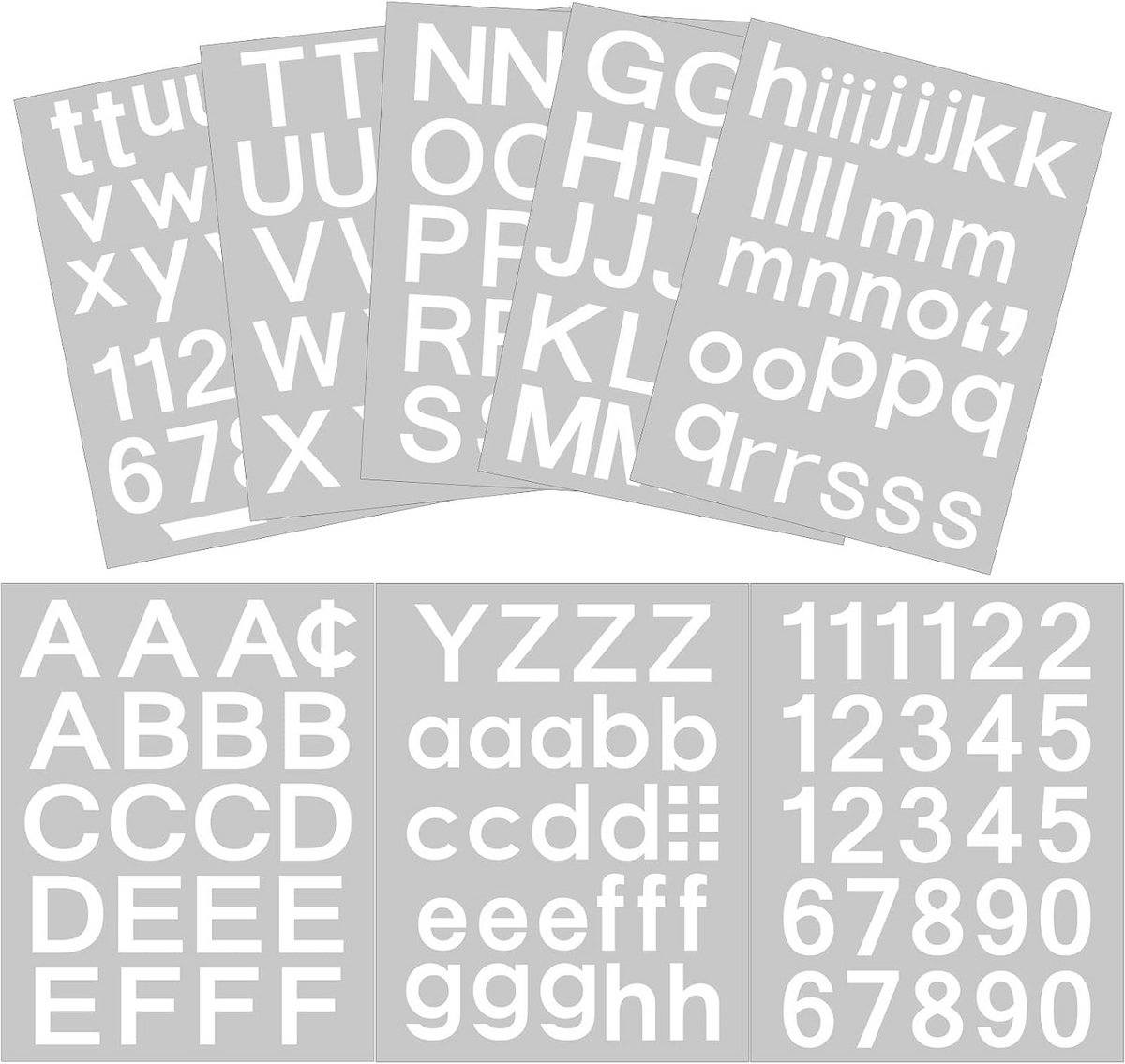 Vinyl nummer- en letterstickers - Zelfklevend voor elk oppervlak (wit, 1/2 inch)
