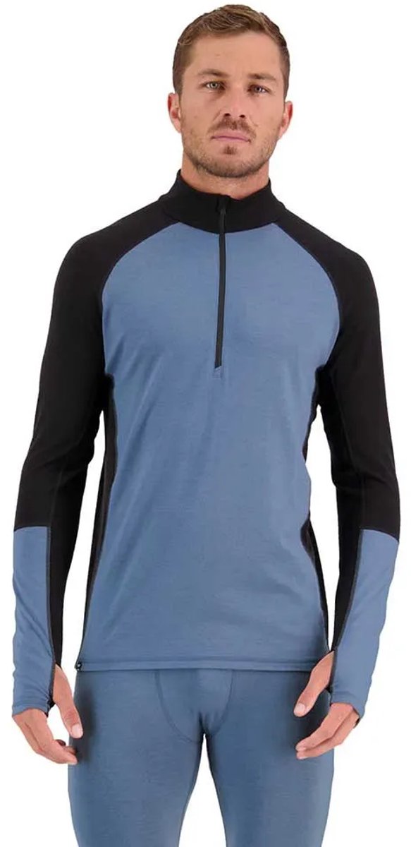 Mons Royale Olympus Half Zip Sweatshirt Met Halve Rits Man Zwart