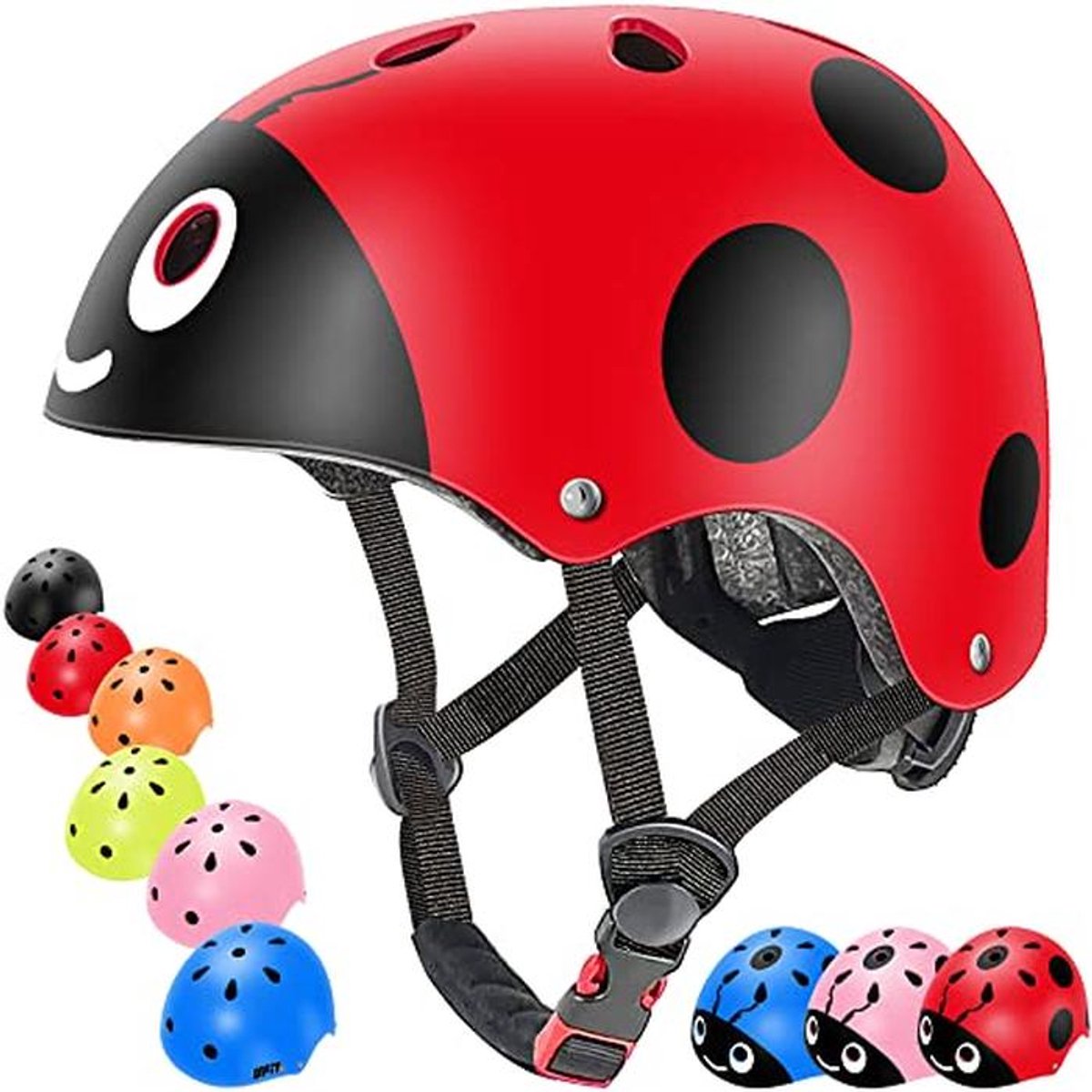 Kids Helmet for Boys and Girls, Adjustable Comfortable Safety Helmet for Roller Scooter Skateboard Bicycle (Red Ladybug, S (3-8 Years Old))
