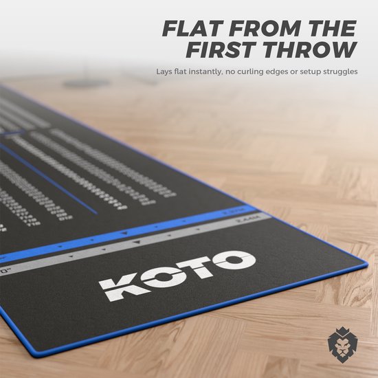 KOTO Check Out Tapijt Blauw 285 x 80 cm, Incl. Score-indicatie & Oche Professionele Dartmat, Bescherming Vloer & Dartpijlen, Dart Mat van KOTO — afbeelding 3