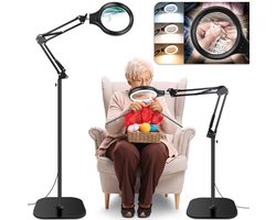 Unyqoos® Verstelbare verlichte loep met standaard voor lezen en hobby's