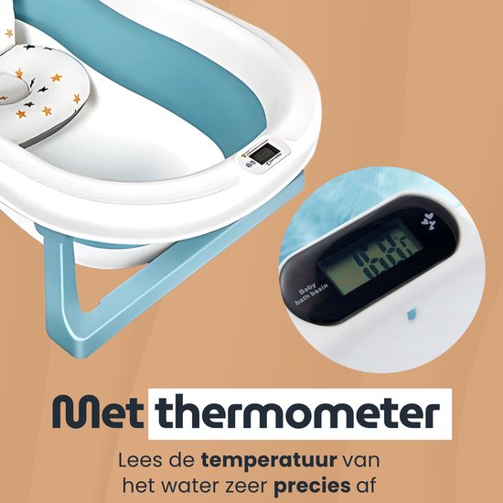 Maomi™ Opvouwbaar Babybad met Thermometer & Badkussen - 84CM - Peuterbadje - Babybadje- Babyspullen - Babybadje met standaard - baby bad - Kinderbadje - Babyspullen - Baby bad set van Maomi™ — afbeelding 3