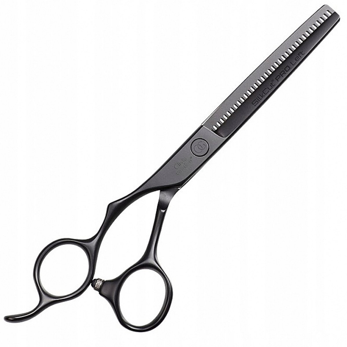 Olivia Garden Silkcut Pro Zwart Mat Linkshandige ontgassings-/effilingschaar 6,35"