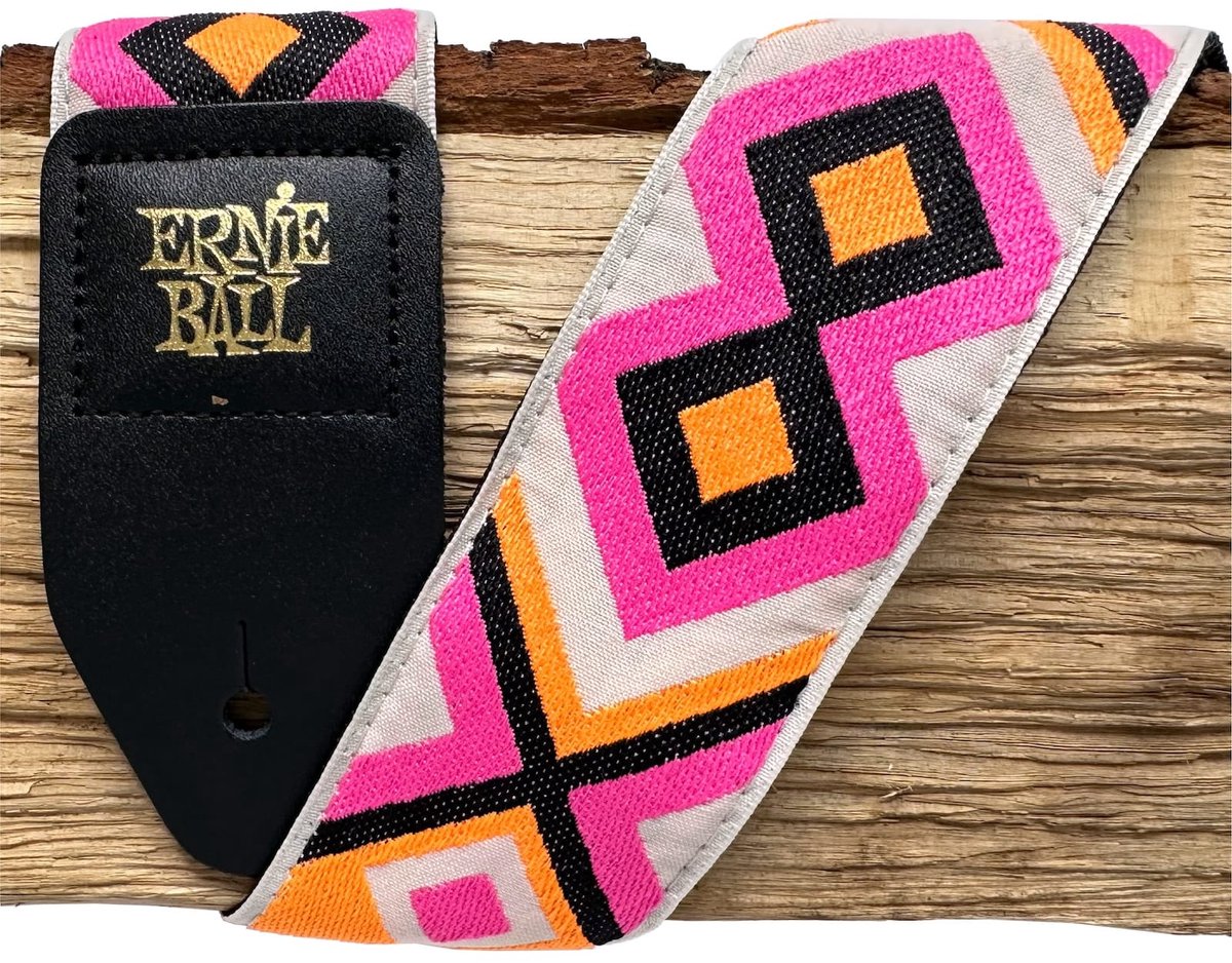 Ernie Ball elektrische diamanten gitaarband - roze oranje