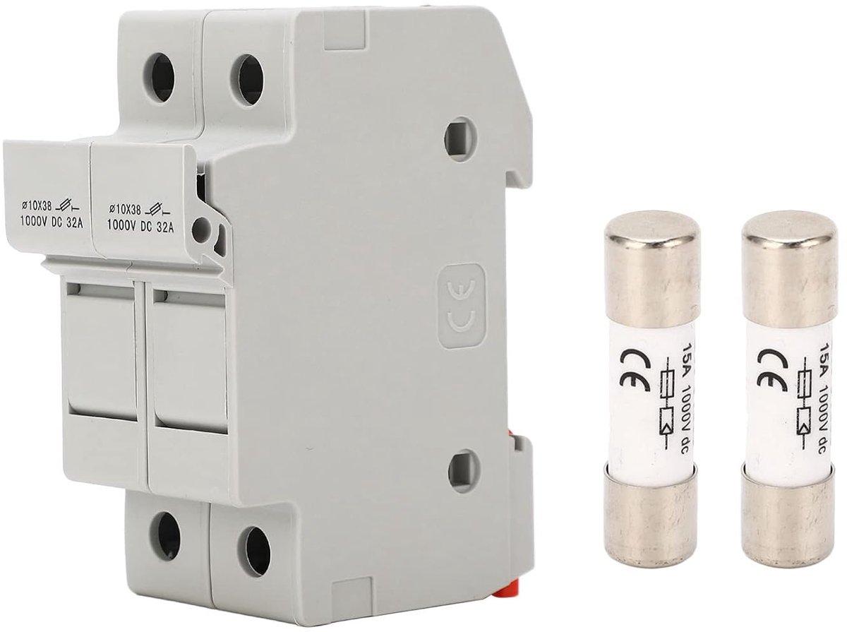 15A Photovoltaic Fuse - Short Circuit Protection - Break Protection - 32 A - 2P - Set met Photovoltaic Fuse Holder - 1000 VDC