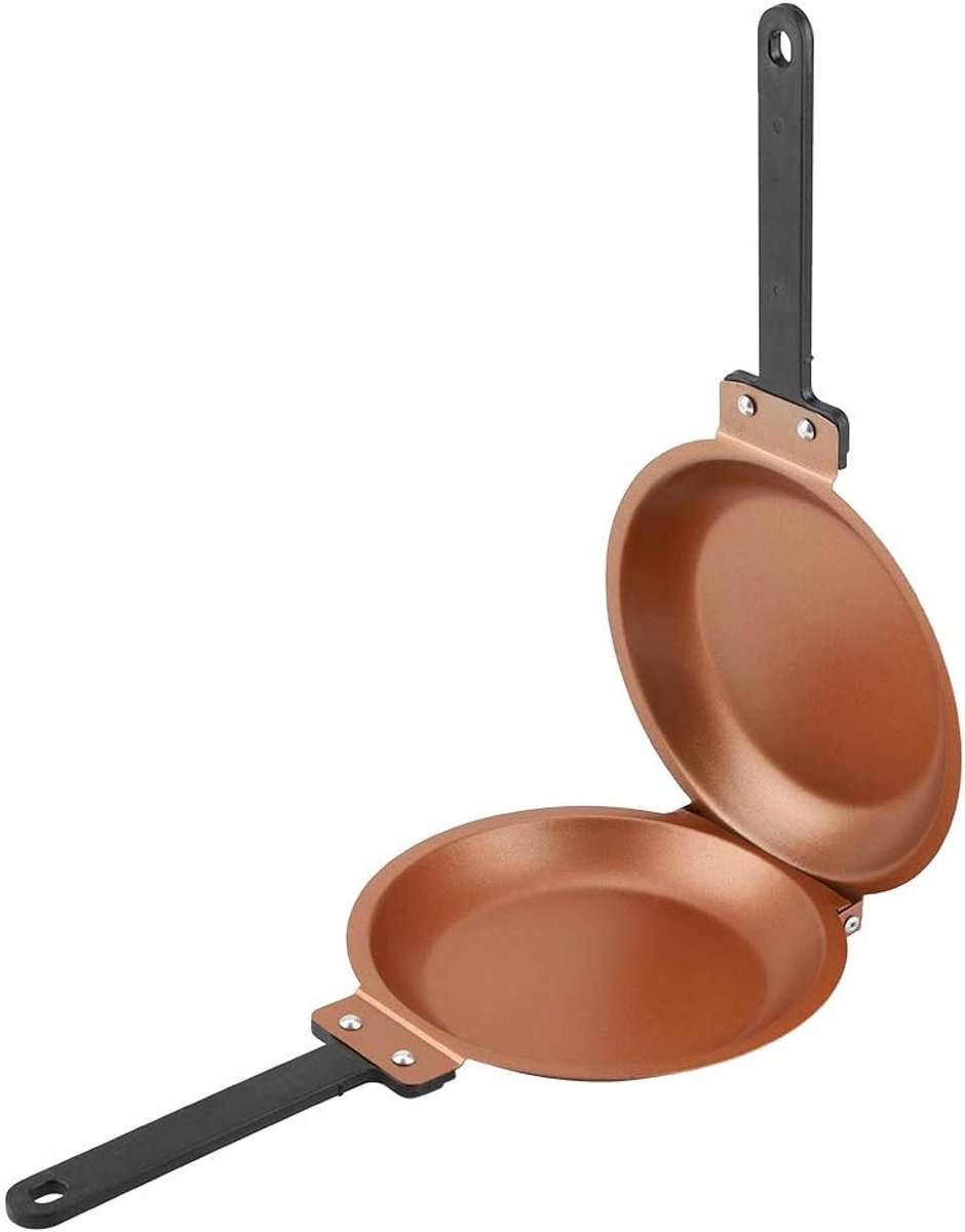 Double-sided frying pan - non-stick coating - kleine pan - pancake pan - opvouwbare koekenpan - dubbele pan - omeletpan - flippan