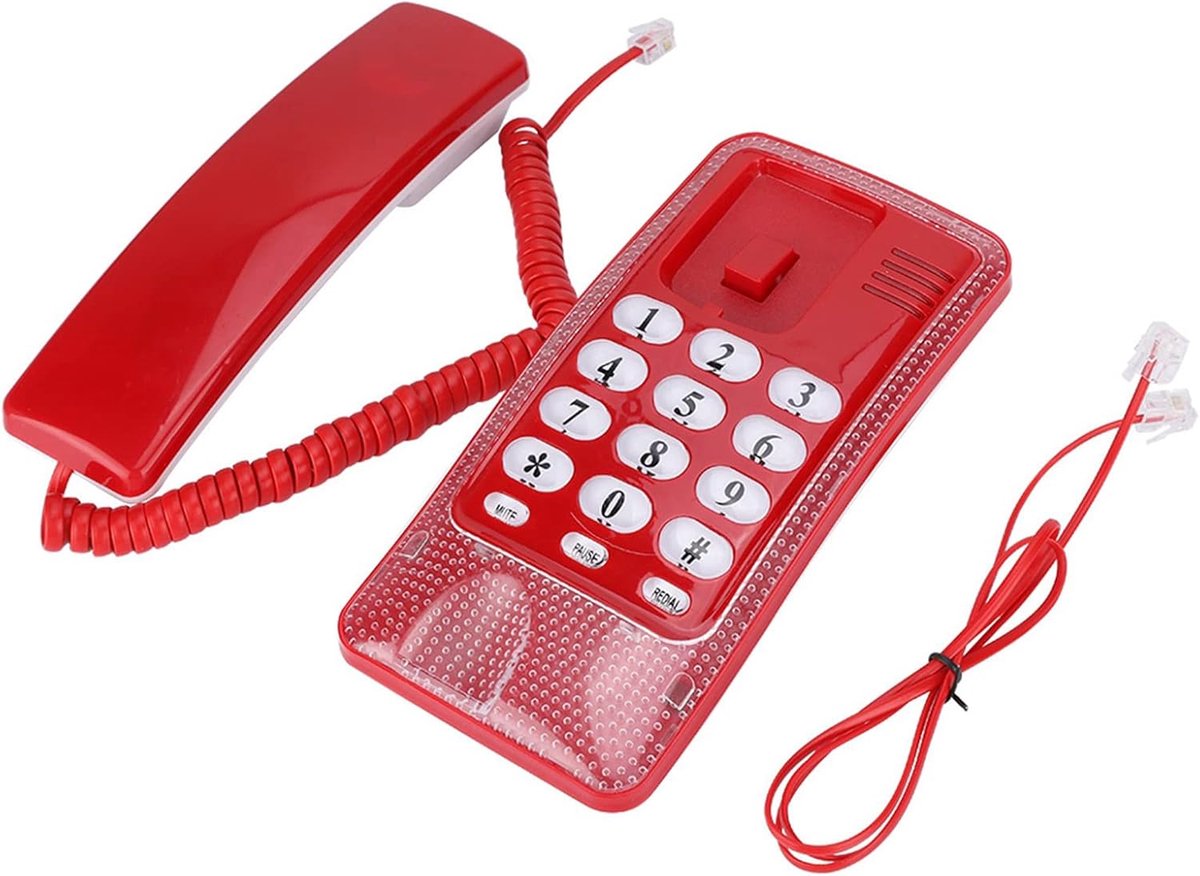 Painting Phone - Draadloze Telefoon - Kantoor Telefoon met Lightning Functie en Stille Circuit voor Hotel en Huishoudelijke Wand of Tafel Assemblage - Rood