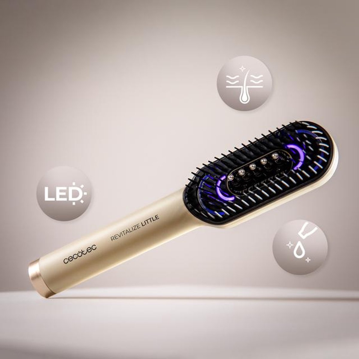 Cecotec HairCare Revitalize Little, Volwassene, Paddle haarborstel, Champagne, 1 stuk(s)