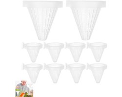 10 stuks - Voederbak voor aquarium - Plastic trechtervormige voederbak voor aquarium - Wit - Bloedwormkegelvormige voederbak - Geschikt voor aquaria en aquaria - Kegelvormige voederbak