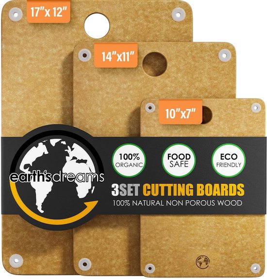 BESTCOOK Houten Snijplank Set Van 2 - Vaatwasserbestendig, Hoge Dichtheid & Mesbestendig
