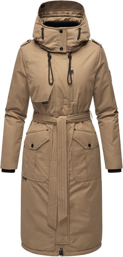 Navahoo Teddyzone 14, warme winterjas voor dames met hoge kraag, maten XS- XXL, taupe (light taupe), XXL