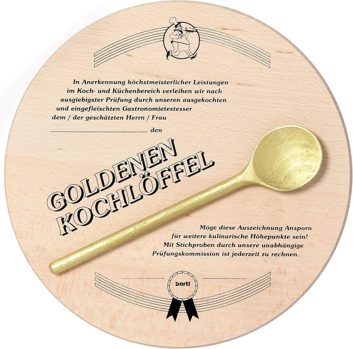 Gouden Houten Kooklepel - Origineel Cadeau voor Hobbykok