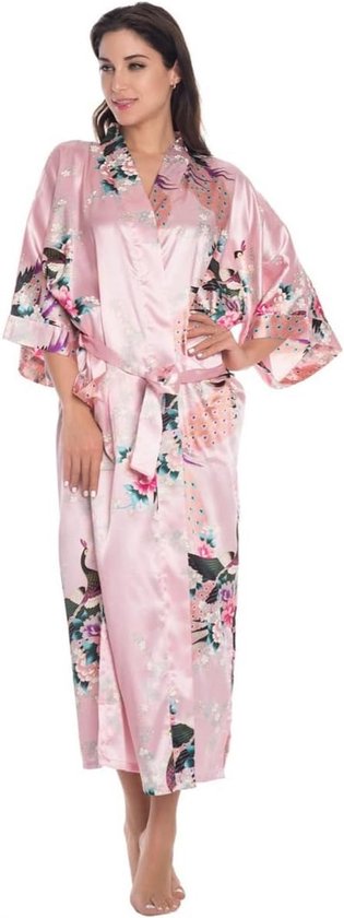 Dames Losse Open Voorkant Lange Strandkleding Cover Up, Kimono Loungewear Lange Nachtjapon(Dark blue_One size
