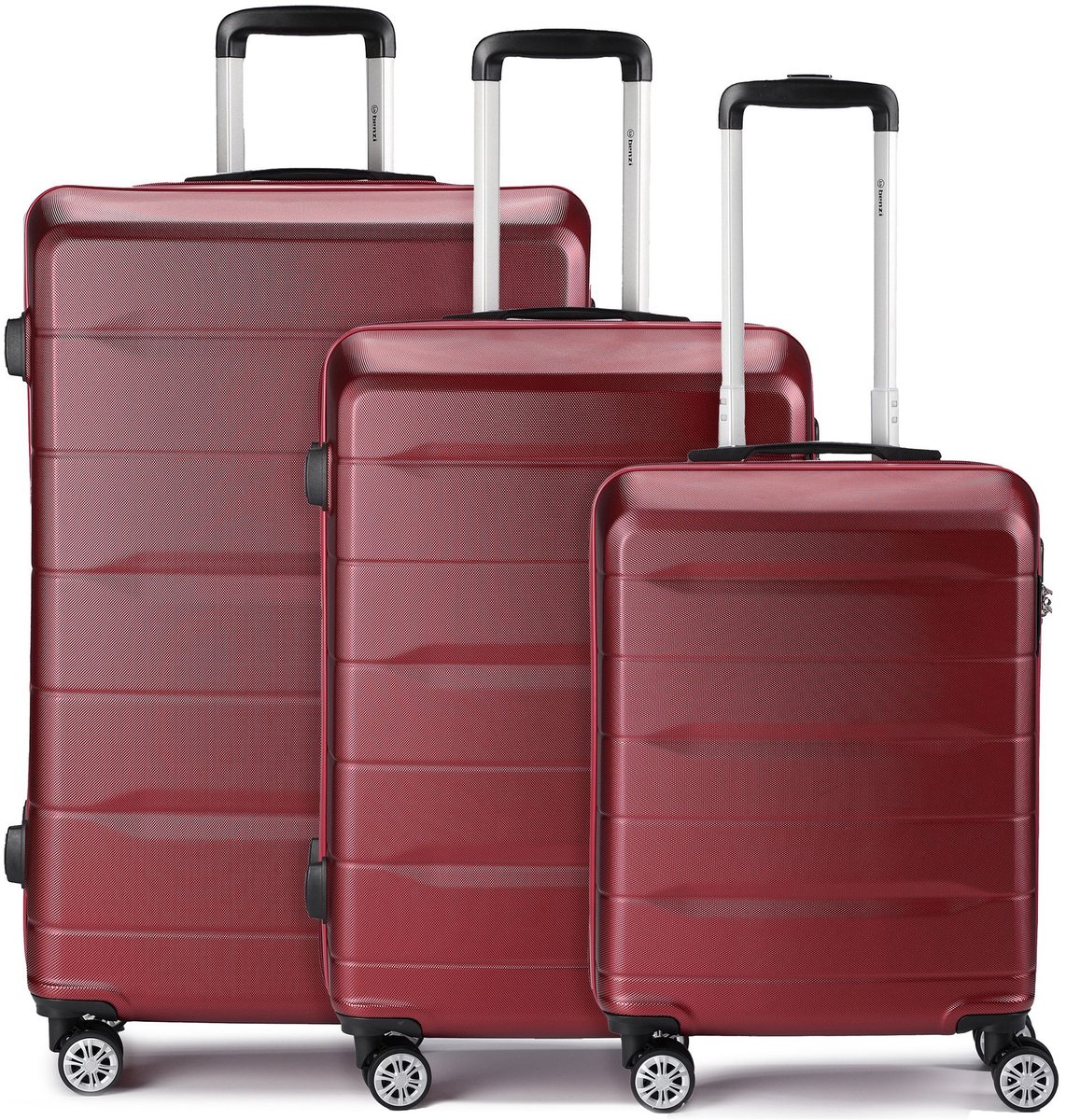 Benzi 5583 4 wielen Kofferset 3-delig - Harde bagage - TSA slot - granatrot