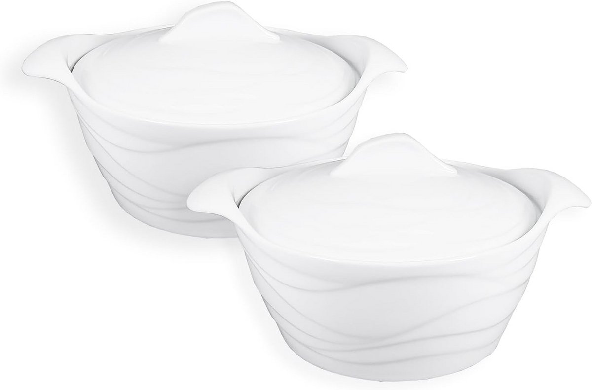 Ovenschaal Keramiek met Deksel 900 ml - Ovenbestendig, Vaatwasserbestendig en Magnetronbestendig