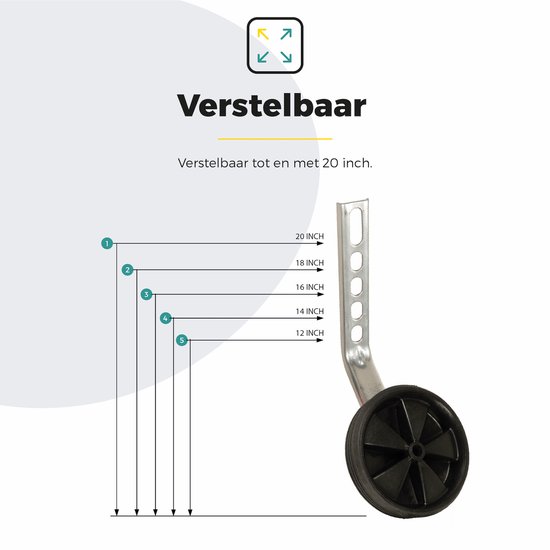 Voltano Zijwieltjes - Zwart - 12-20 Inch - Zijwielen Voor Kinderfiets van Voltano — afbeelding 4