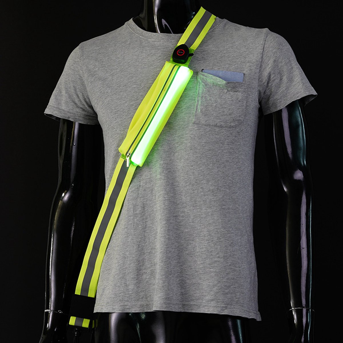 longziming -LED Reflecterende Veiligheidsriem – Herlaadbare Type-C Hardloopriem met Telefoonhouder – Hoge Zichtbaarheid voor Wandelen, Joggen, Fietsen en Honden Uitlaten in het Donker
