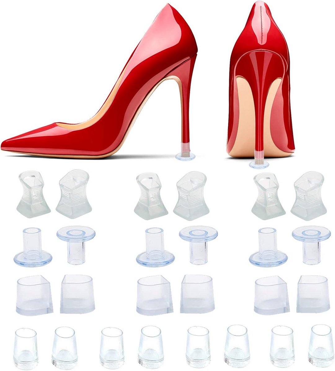 Transparante Hielbeschermers voor Hoge Hakken – Set van 13 Paar voor Gras en Oneffen Ondergrond Transparante Hielbeschermers voor Hoge Hakken – Set van 13 Paar voor Gras en Oneffen Ondergrond