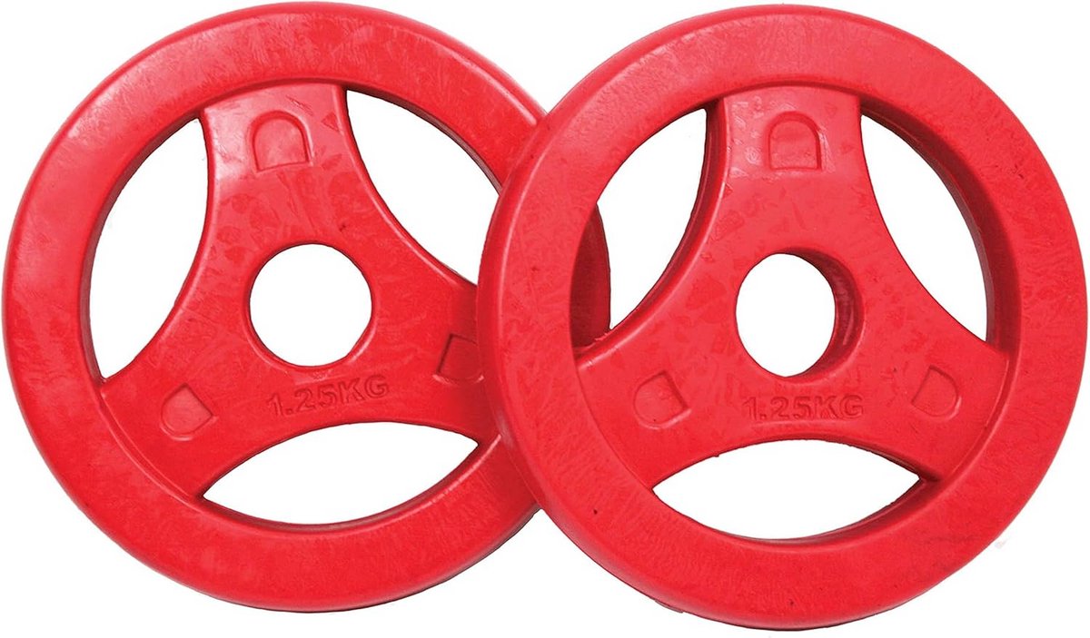 Set Aerobic Gewichtsschijven 2 x 1,25 kg - 30mm - Rood voor Fitness en Krachttraining