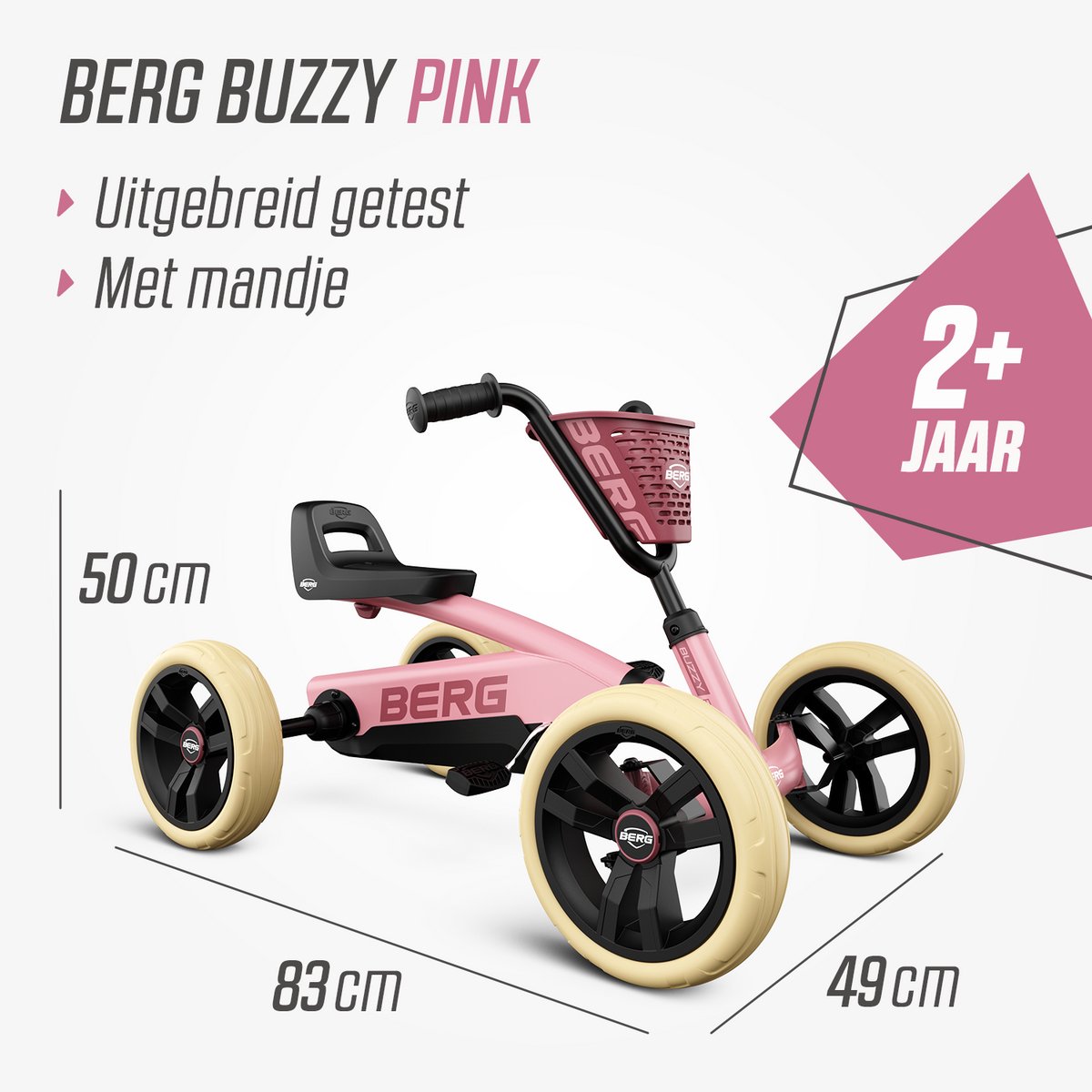 BERG Buzzy Pink Skelter - 2+ jaar - Verstelbare Stoel - Anti-lek EVA banden - Veilige en Stabiele Wegligging - Roze — afbeelding 6