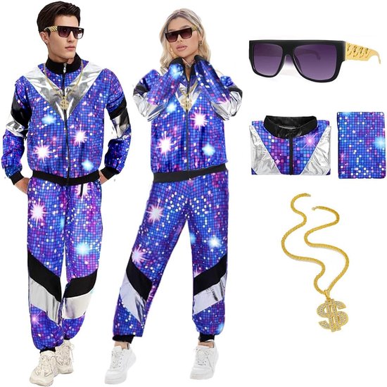 Compleet Jaren 80 90 Kostuum voor Heren en Dames | Retro Joggingpak Feestoutfit