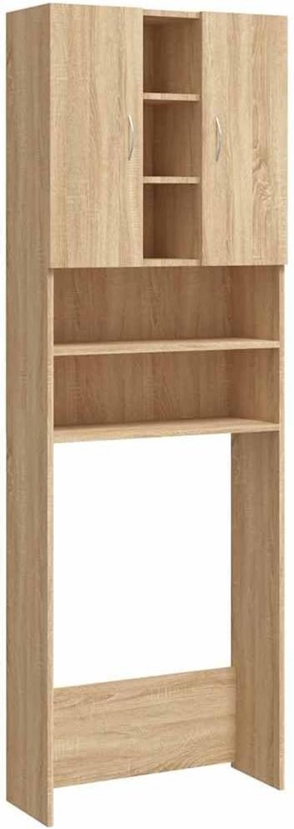 Wastafelonderkast voor boven de wasmachine 64x25.5x190 cm Eikenkleur