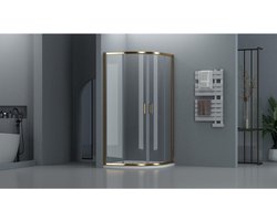 FugaFlow Efficiente Vetro Douchecabine - 90x90cm - kwartrond - goud mat