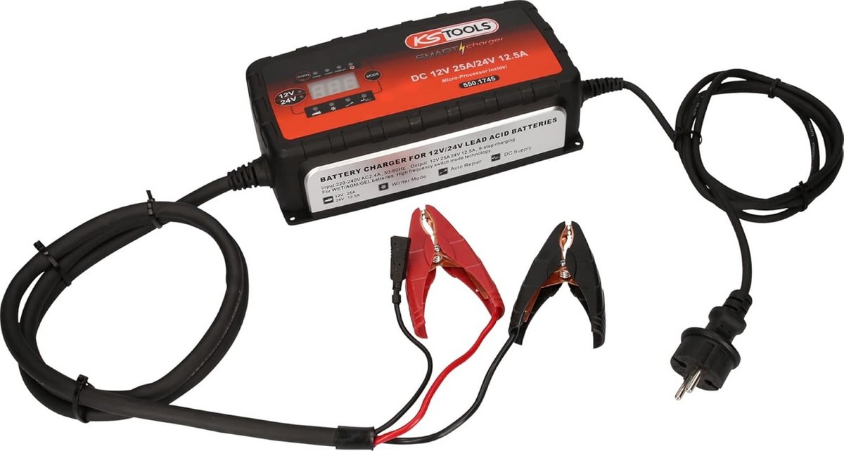 Hoogfrequente Acculader 12V & 24V, 25A/12.5A voor Auto en Motor