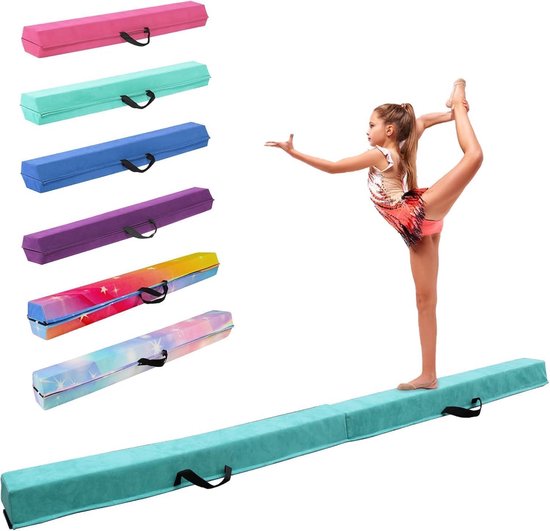 Zerro Gymnastiekbalk voor thuis, opvouwbaar, 270 cm, kinderen, paars