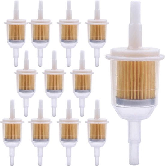 Brandstoffilter, benzinefilter, 8 mm, universele benzine-vloeistoffilter, herbruikbaar brandstoffilter met hoge dichtheid, voor motorfiets, grasmaaier, scooter, bromfiets, 2 stuks
