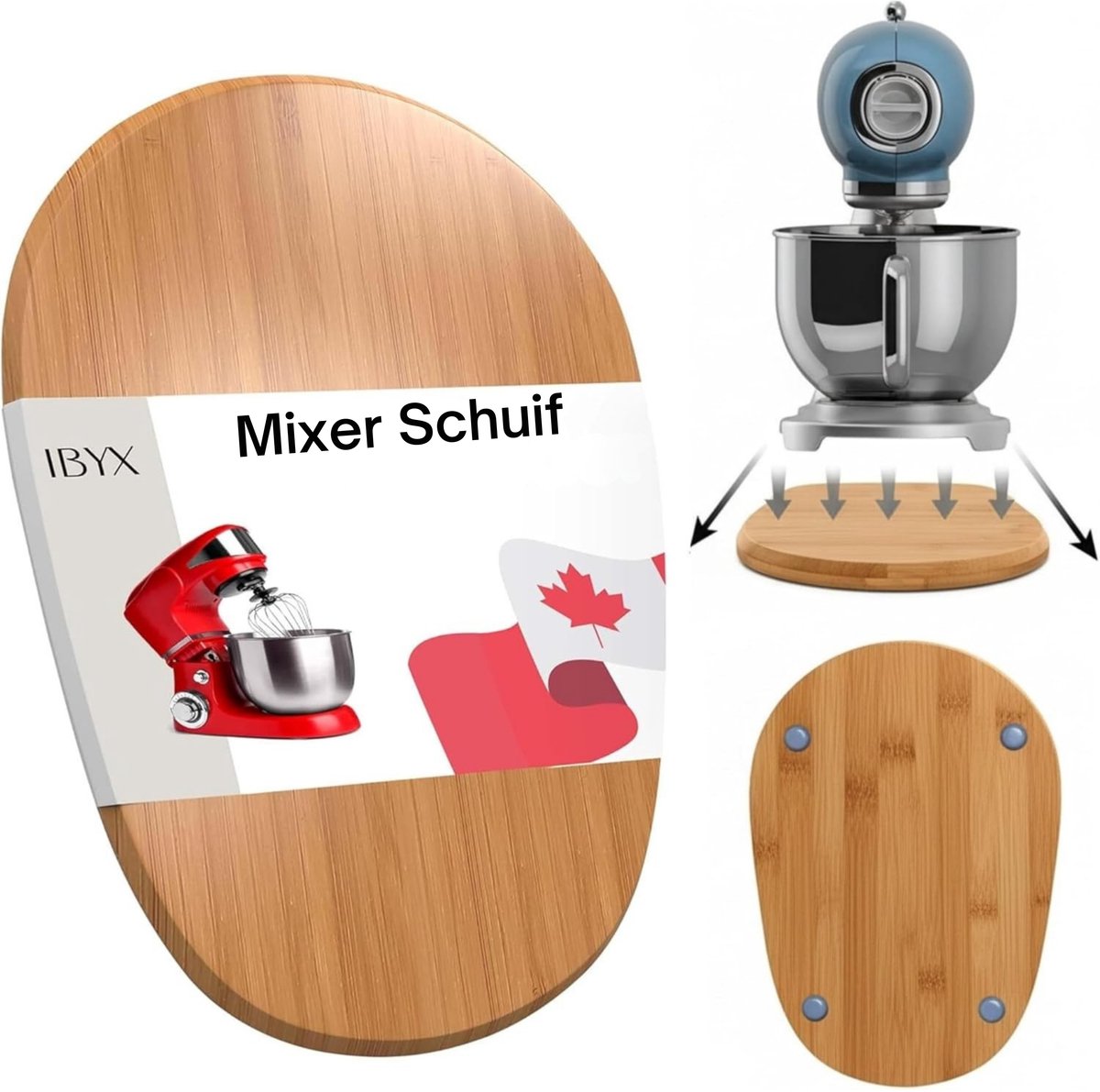 Ibyx Bamboe Schuifplank - Krasvrije Onderzetter met Wieltjes voor Koffiezetapparaat, Airfryer & Espressomachine - Keuken Organizer