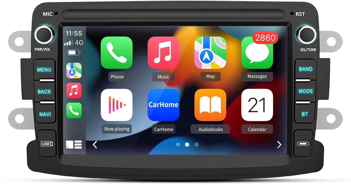Hexinex Quad-Core autoradio Geschikt voor Renault Dacia - Draadloos CarPlay, Android Auto, Android 15, multimediaspeler, 1GB+32GB