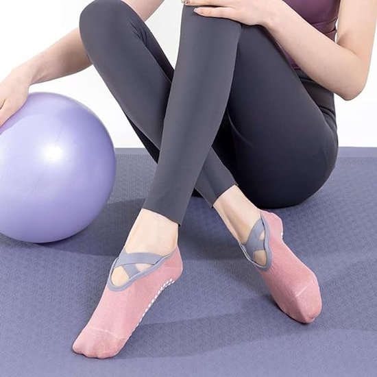 3-Pack - Pilates Sokken - yoga sokken antislip dames - Ballerinas sokken - voor Pilates, Yoga & Thuisworkout - Voor Dames van unyqoos — afbeelding 4