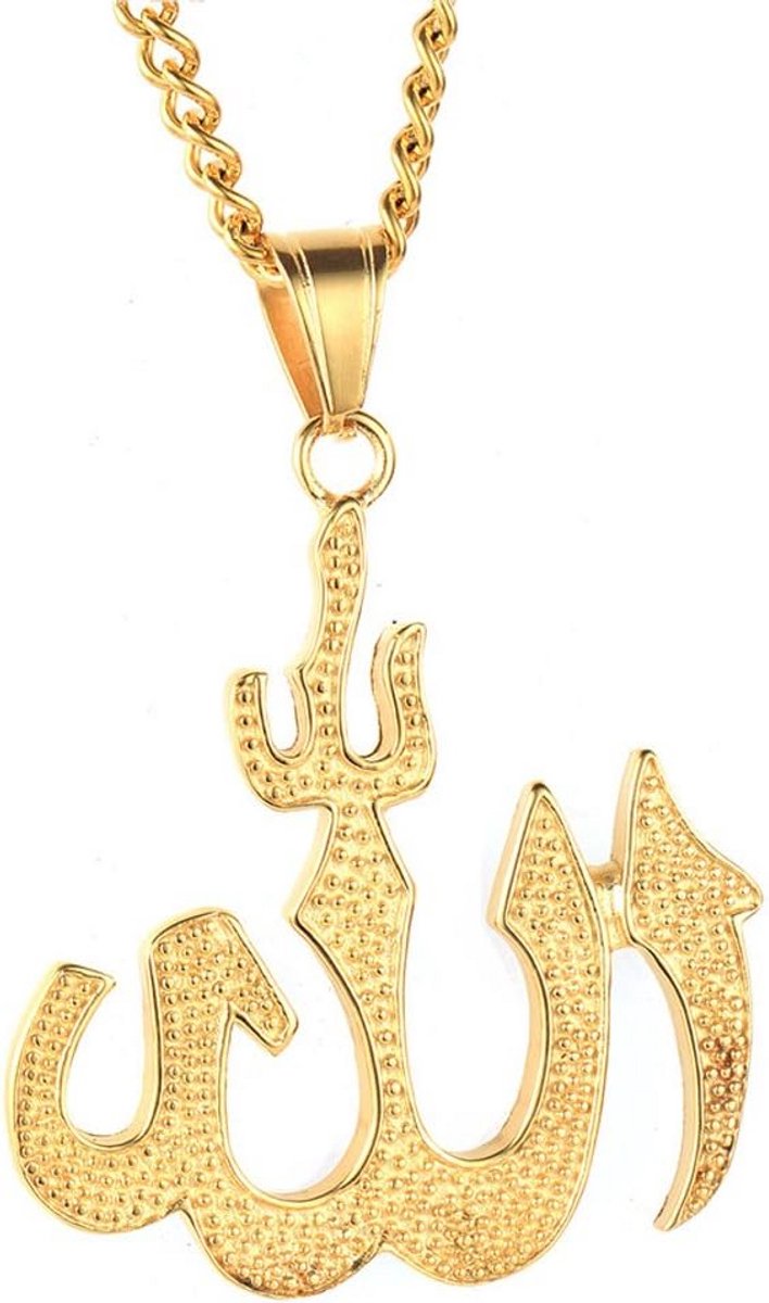 Grote Allah Hangende Halsketting voor Heren - 18K Goud Verguld Roestvrij Staal