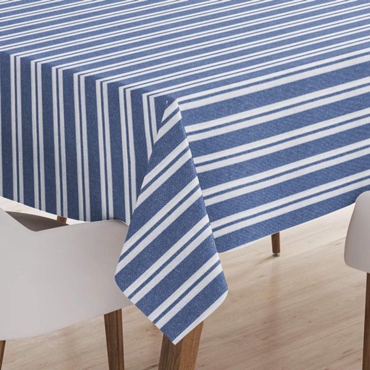 Stunq® Stijlvolle Blauwe Gestreepte Katoenen Tafellaken voor Binnen en Buiten (140 x 180 cm)