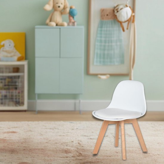 Kleine Kinderstoel Wit voor Kinderen vanaf 3 Jaar - Speelkamer en Bureau van Merkloos — afbeelding 4