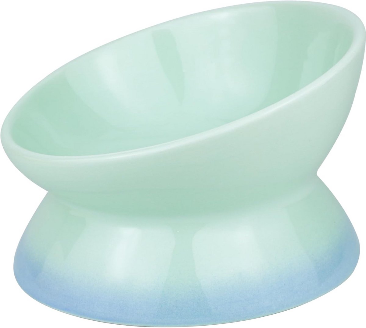 Kattenbak Verhoogd – Voerbak Drinkbak – Comfortabel Eten – 16 Graden Kantelontwerp – 15.5×15.5×11 cm – Blauw