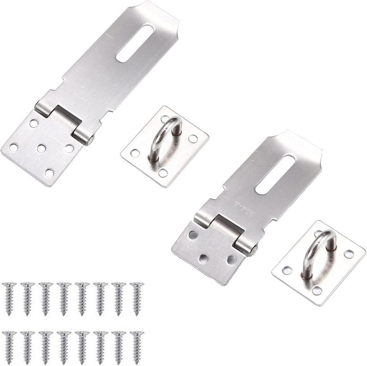 2 Stuks RVS Hasp, Beveiligingsslot met Bevestigingsmateriaal voor Deur, Poort en Kast