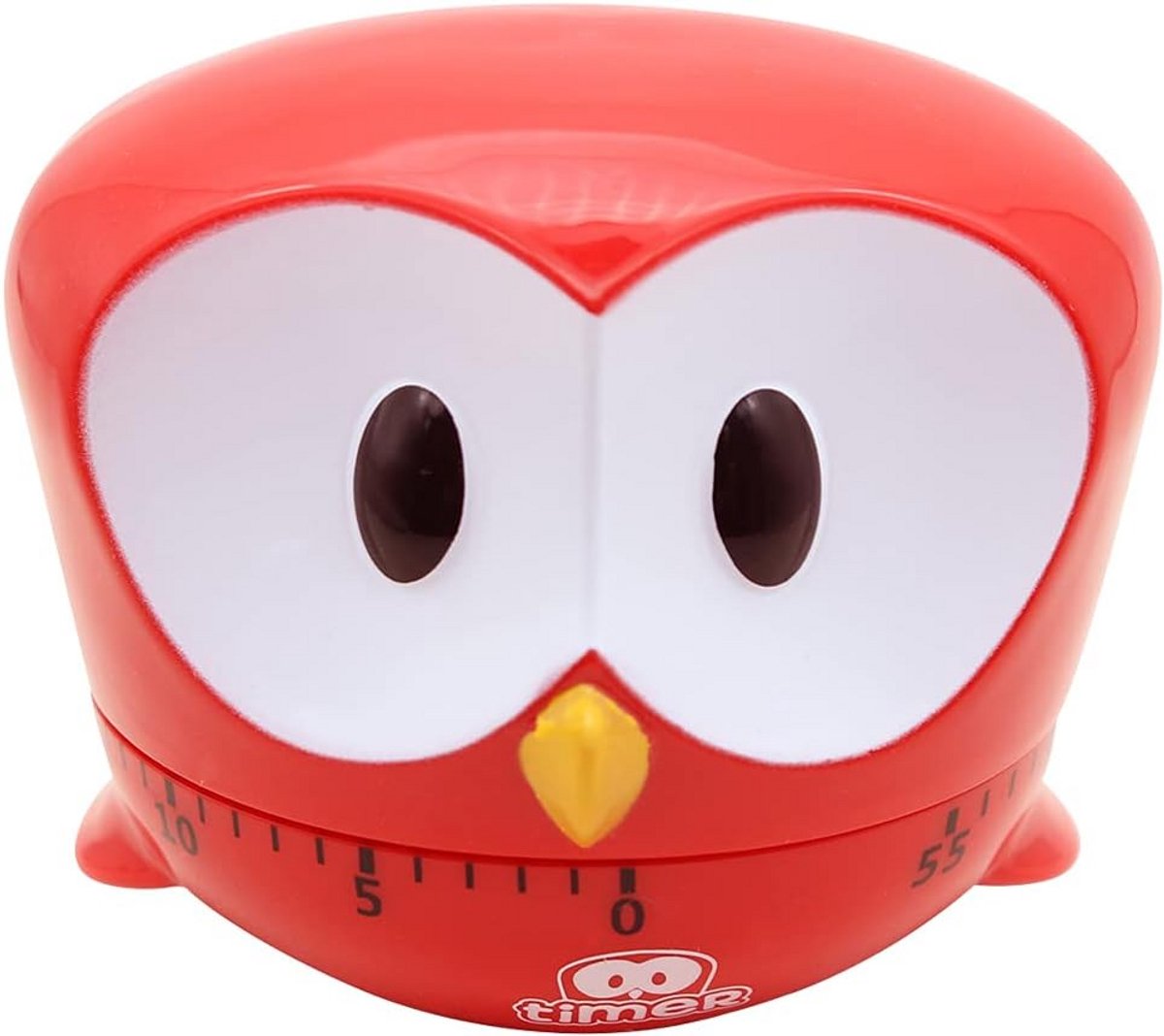 Mechanische Keukentimer 60 Minuten - Schattige Uilvorm met Desktopdecoratie (Rood)