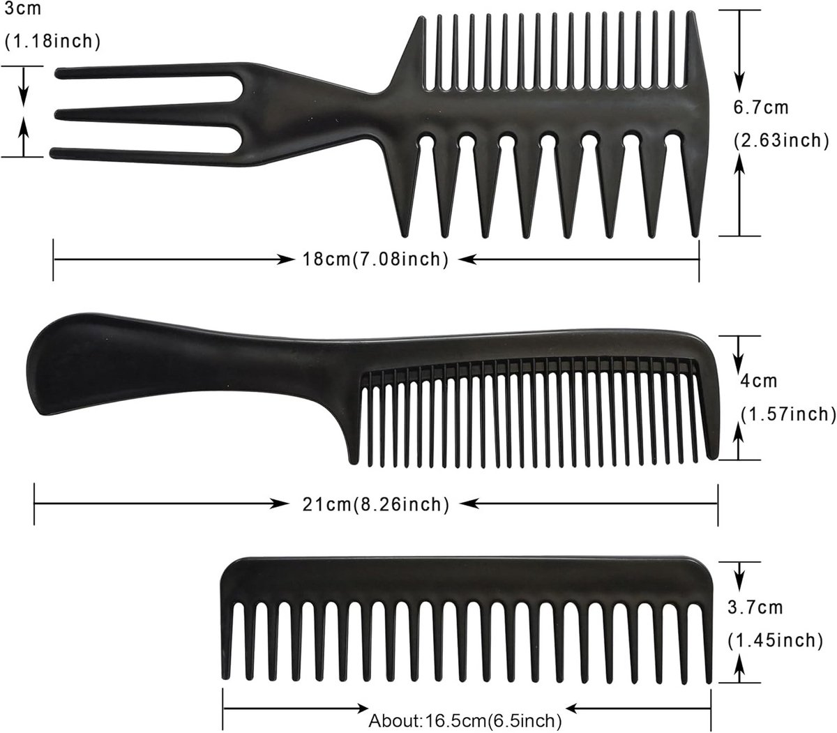 Zwarte Haarkammen Set (10 Stuks) - Ideaal voor Kappers, Knippen en Stijlen
