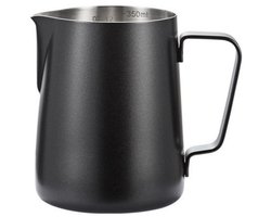 Melkkan - Melkkannetje opschuim - Melkopschuimkan - Milk Pitcher - Melkkannetje - Latte Art - Roosternaald - 304RVS - 350ml - zwart