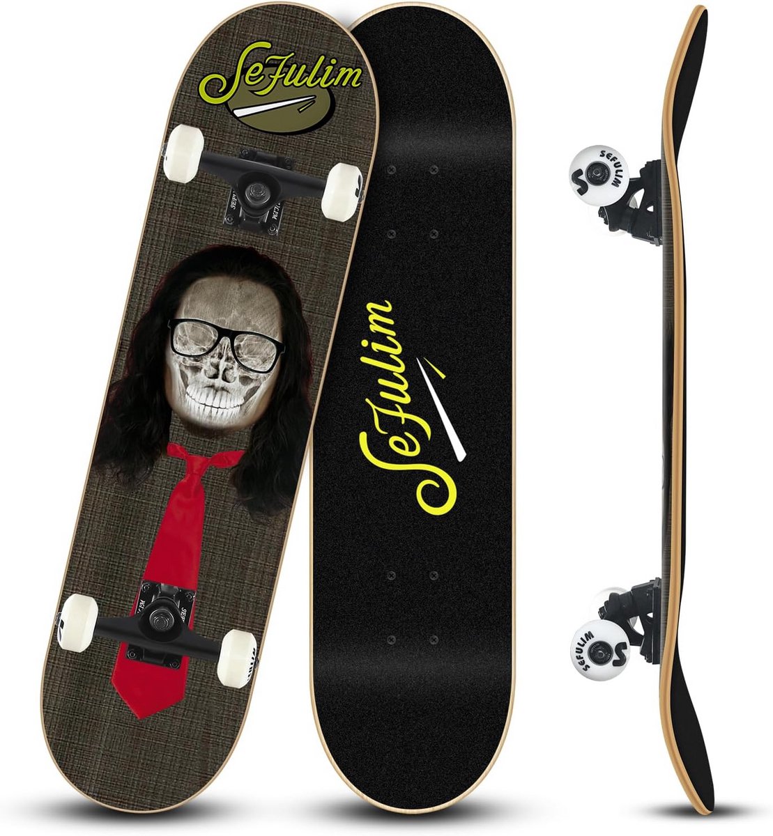 Professioneel Skateboard met ABEC-9 Lagers en 7-laags Ahorn Hout Compleet voor Volwassenen en Beginners