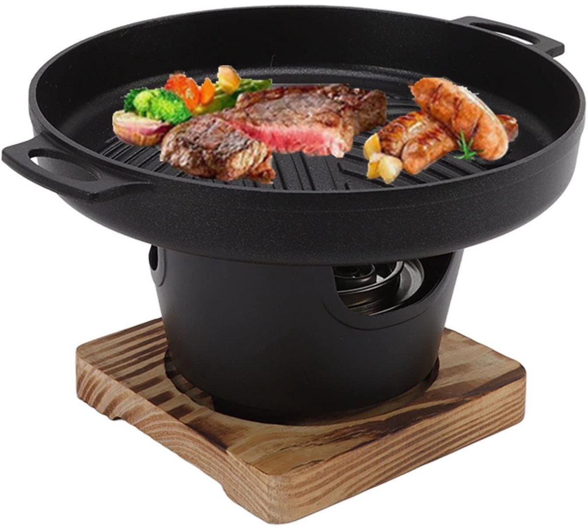 Mini BBQ Grill Stick Proof Rookloze Japanse Tafelblad Grill Indoor Kleine Barbecue Pot Koreaanse Familie Barbecue Kachel Draagbare Tafelblad Barbecue Grill voor Camping Picknick (HN BBQ18D)