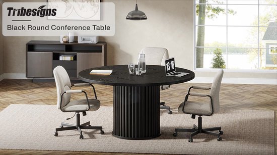 Tribesigns Ronde Eettafel voor 4 personen - Eettafel met Metalen Onderstel - 120cm Ronde Keukentafel - Industrieel - Natuurlijk Bruin - 120 x 120 x 76.5 cm