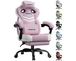 LUCKRACER - Gaming Stoel Bureaustoel - Met Memory Foam en Voetensteun - Roze