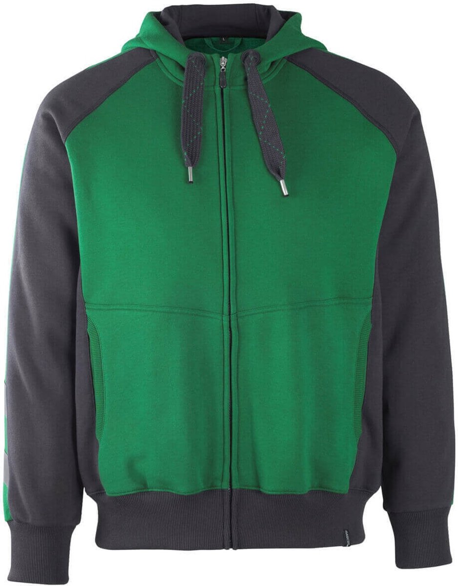 Mascot Unique Capuchontrui met rits 50566-963 - Groen/Zwart - 3XL