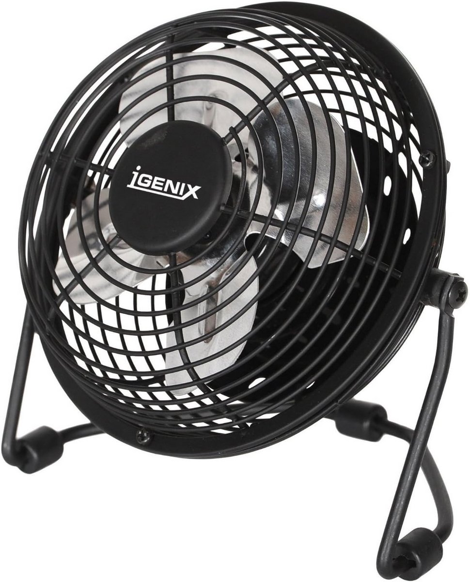 Set van 2 Compacte USB Tafelventilatoren - Zwart - 10cm Stille Bureaublad Ventilator